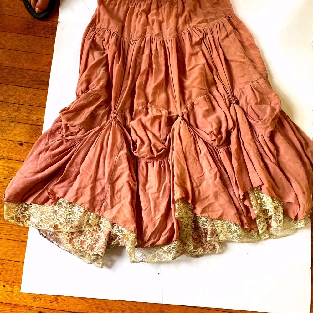 MARRIKA NAKK VINTAGE PALE PINK WESTERN SKIRT, LACE